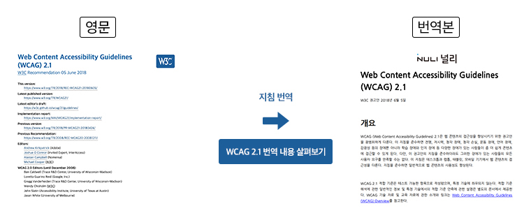 WCAG 2.1 번역 내용 살펴보기